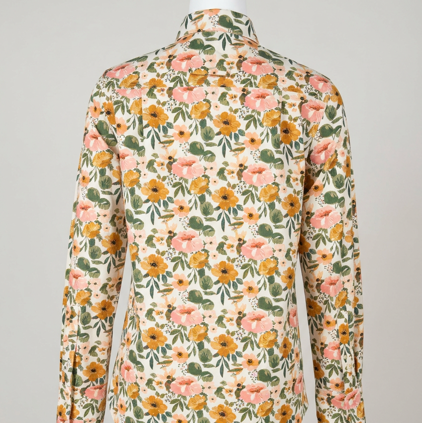 AI-cleaned back reference view of the floral long sleeve shirt